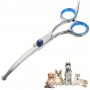 Foarfeca Dog&Cat Argintie curba de Tuns cu cap rotund 6,0 uz Profesional PET005 + 5 Perechi manusi nitril